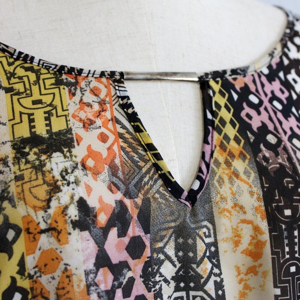 Unique Spectrum Tribal Patterned Rust Blouse Meta… - image 4